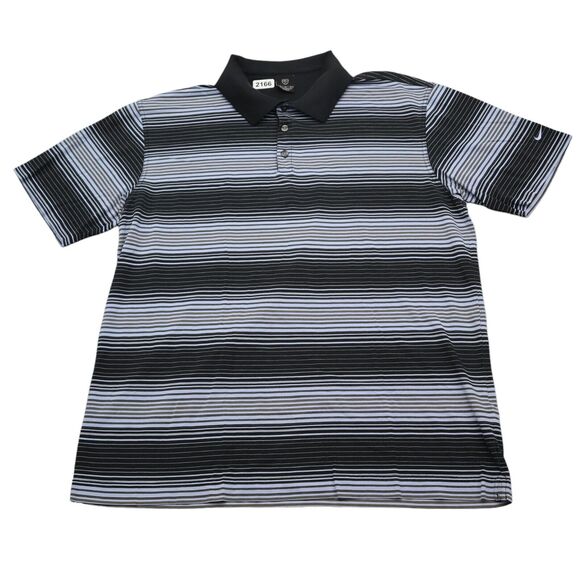 Nike Golf Polo Shirt Mens XL Extra Blue Striped Casual Dri-Fit Golfing Golfer - Picture 1 of 16